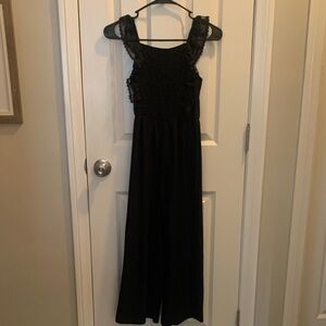 Girls - Black Smocked jumper with Lace Straps